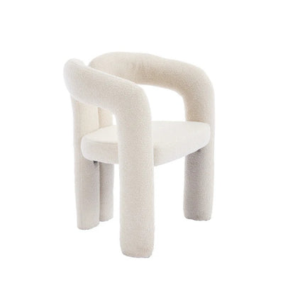 COOLMORE Contemporary Designed Velvet Fabric Upholstered Accent/Dining Chair Beige Teddy Armchair Set of 2-海智集-Default-
