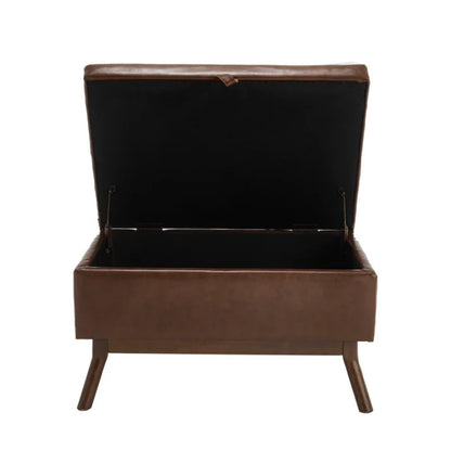 Mid-century modern square coffee table storage bench, assembled, suitable for living room, entryway and family room, used as a coffee table, stirrups, shoe bench-海智集-Default-