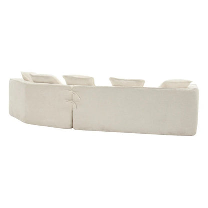 COOLMORE Boucle Sofa 3 Seater for Living Room Oversized Comfy Sofa unique double seat and corner construction for Apartment, Office Right Hand Facing (Beige)-海智集-Default-