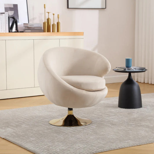 360 Degree Swivel Cuddle Barrel Accent Chairs, Round Armchairs with Wide Upholstered, Fluffy Fabric Chair for Living Room, Bedroom, Office, Waiting Rooms-海智集-Default-