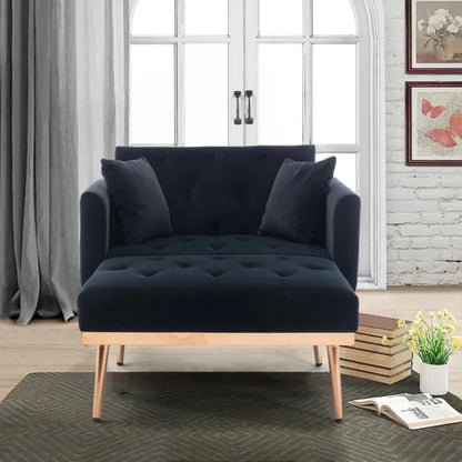 COOLMORE fashionable and classic style chaise lounge chair / accent chair for Living Room, bedroom (Black Velvet)-海智集-Default-