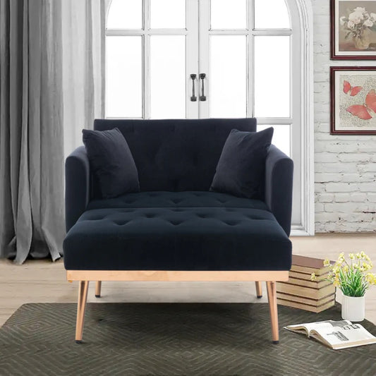 COOLMORE fashionable and classic style chaise lounge chair / accent chair for Living Room, bedroom (Black Velvet)-海智集-Default-