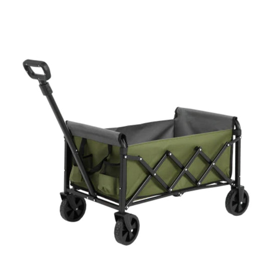 Lightweight Portable Heavy Duty Folding Beach Wagons with Wheels - Outdoor Utility Carts for Grocery, Camping, Shopping, Sports, Garden with Large Capacity -Army green-海智集-Default-