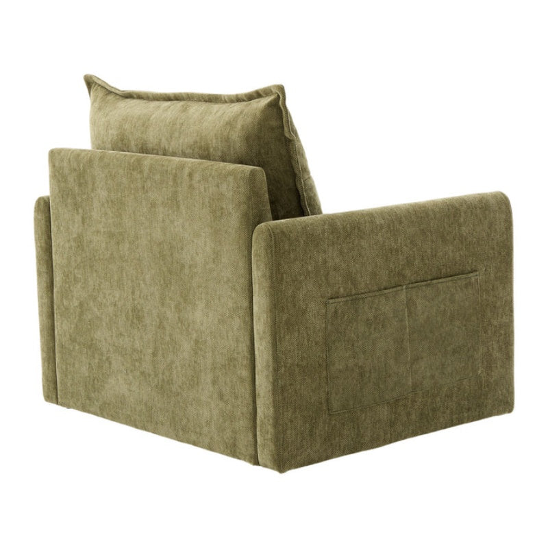 UNITED WE WIN Swivel Barrel Chair - Mid Century Modern Chair, Thick Padded Arm Chair with Solid Metal Base, Comfortable Single Sofa Chair, Swivel Accent Chair for Living Room Bedroom-海智集-Default-