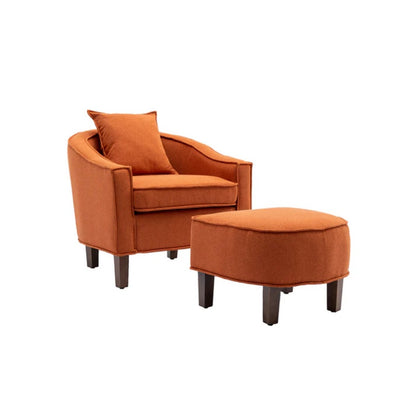 COOLMORE Accent Chair with Ottoman, Mid Century Modern Barrel Chair Upholstered Club Tub Round Arms Chair for Living Room-海智集-Default-