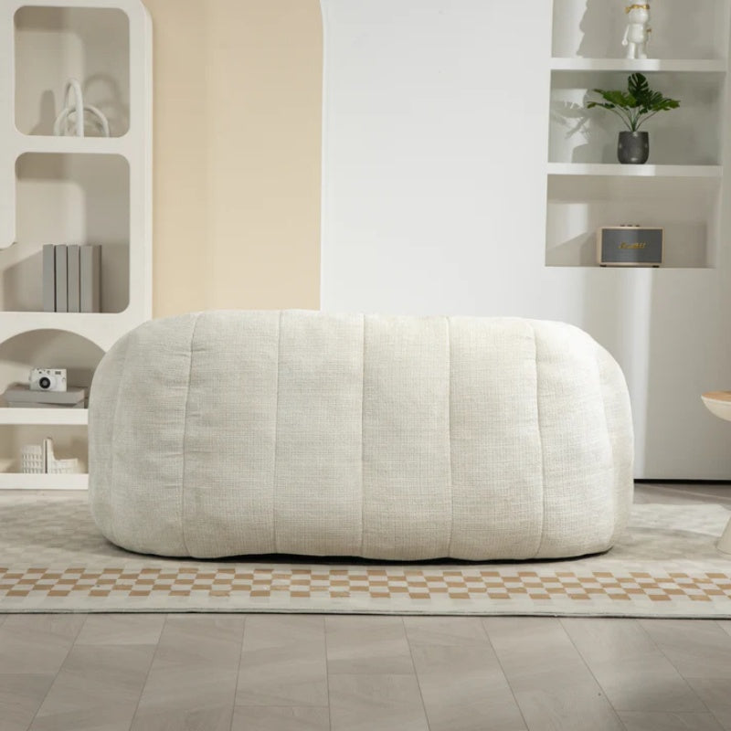 High Back Bean Bag Sofa Couch for Adults and Kids, Comfortable White Chenille Lounger, Indoor & Outdoor Use-海智集-Default-