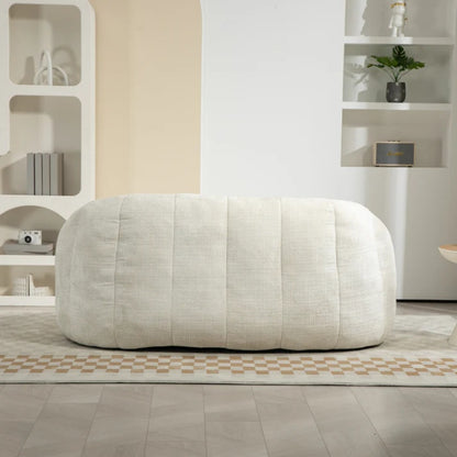 High Back Bean Bag Sofa Couch for Adults and Kids, Comfortable White Chenille Lounger, Indoor & Outdoor Use-海智集-Default-