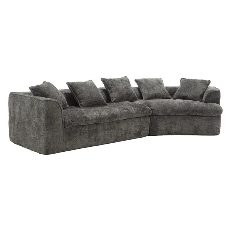COOLMORE Boucle Sofa 3 Seater for Living Room Oversized Comfy Sofa unique double seat and corner construction for Apartment, Office Right Hand Facing (Gray)-海智集-Default-