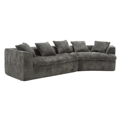 COOLMORE Boucle Sofa 3 Seater for Living Room Oversized Comfy Sofa unique double seat and corner construction for Apartment, Office Right Hand Facing (Gray)-海智集-Default-