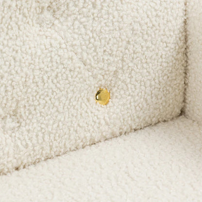 COOLMORE Armchair Single Sofa Modern Tufted Upholstered Side Reading Chairs with Arm and Gold Metal Leg for Living Room Bedroom (White teddy )-海智集-Default-