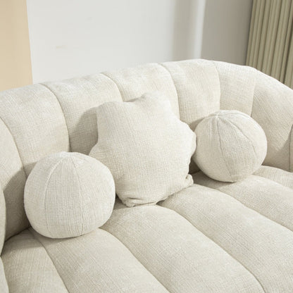High Back Bean Bag Sofa Couch for Adults and Kids, Comfortable White Chenille Lounger, Indoor & Outdoor Use-海智集-Default-