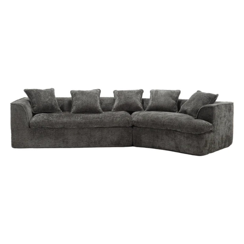 COOLMORE Boucle Sofa 3 Seater for Living Room Oversized Comfy Sofa unique double seat and corner construction for Apartment, Office Right Hand Facing (Gray)-海智集-Default-