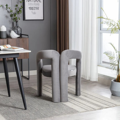Contemporary Designed Velvet Fabric Upholstered Accent/Dining Chair /Barrel Side Chairs Kitchen Armchair for Living Room set of 2 (Gray Velvet)-海智集-Default-