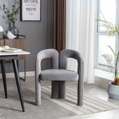 Contemporary Designed Velvet Fabric Upholstered Accent/Dining Chair /Barrel Side Chairs Kitchen Armchair for Living Room set of 2 (Gray Velvet)-海智集-Default-