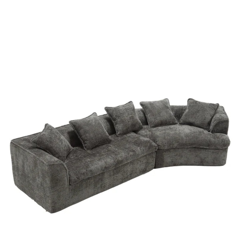 COOLMORE Boucle Sofa 3 Seater for Living Room Oversized Comfy Sofa unique double seat and corner construction for Apartment, Office Right Hand Facing (Gray)-海智集-Default-