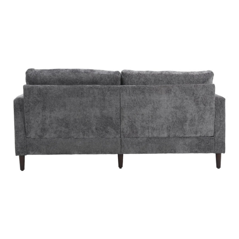 Mid Century Modern Chenille Fabric Loveseat Sofa, 2-Seat Upholstered Couch, Brown Wood Feet, Gray Chenille-海智集-Default-