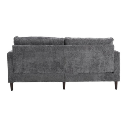 Mid Century Modern Chenille Fabric Loveseat Sofa, 2-Seat Upholstered Couch, Brown Wood Feet, Gray Chenille-海智集-Default-