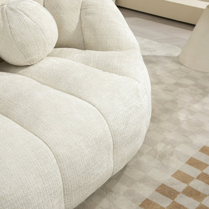High Back Bean Bag Sofa Couch for Adults and Kids, Comfortable White Chenille Lounger, Indoor & Outdoor Use-海智集-Default-