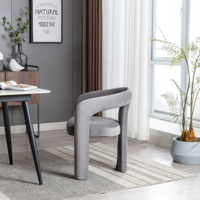 Contemporary Designed Velvet Fabric Upholstered Accent/Dining Chair /Barrel Side Chairs Kitchen Armchair for Living Room set of 2 (Gray Velvet)-海智集-Default-