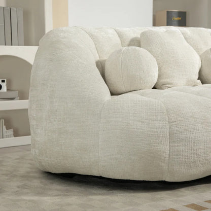 High Back Bean Bag Sofa Couch for Adults and Kids, Comfortable White Chenille Lounger, Indoor & Outdoor Use-海智集-Default-