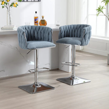 COOLMORE Vintage Bar Stools with Back and Footrest Counter Height Dining Chairs 2PC/SET-海智集-Default-
