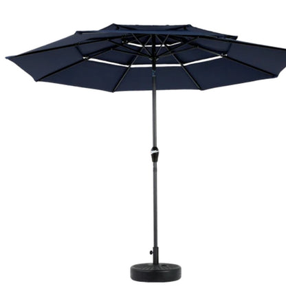 Aluminium 10ft 3 Tier Auto-tilt Umbrella ,Outdoor Patio Umbrella - Market Table Pool Deck Umbrella (Base Not Included) - (Navy blue )-海智集-Default-