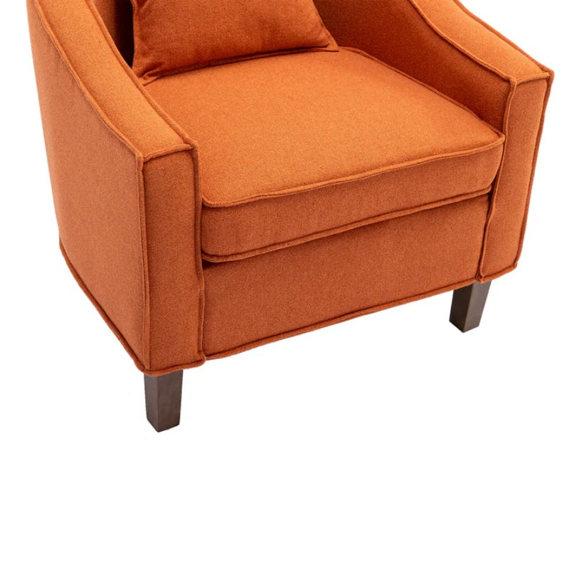 COOLMORE Accent Chair with Ottoman, Mid Century Modern Barrel Chair Upholstered Club Tub Round Arms Chair for Living Room-海智集-Default-