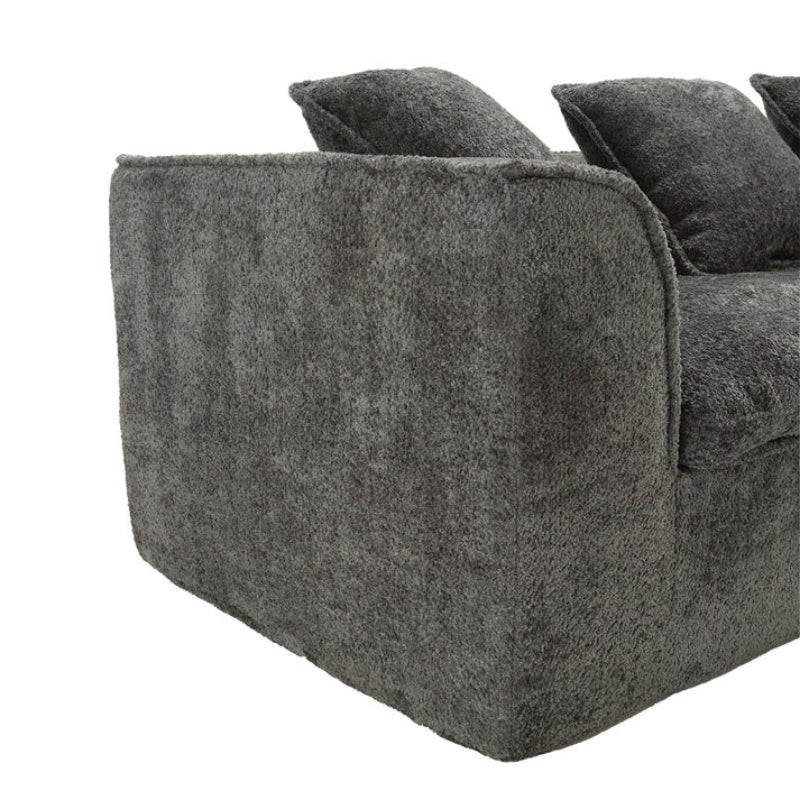 COOLMORE Boucle Sofa 3 Seater for Living Room Oversized Comfy Sofa unique double seat and corner construction for Apartment, Office Right Hand Facing (Gray)-海智集-Default-