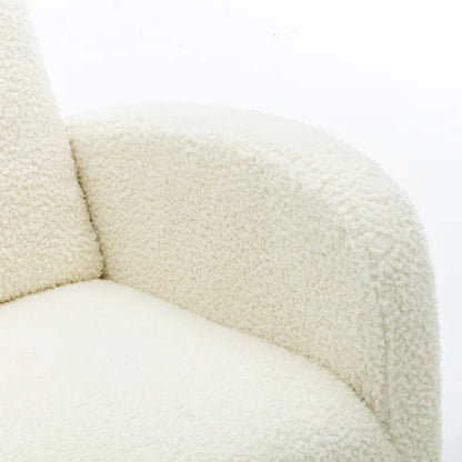 COOLMORE Rocking Chair, Modern Glider Chair, Recliner Armchair with Wood Legs and Side Pocket, Nursery Rocking Accent Chair with High Back for Living Room Bedroom (White Teddy)-海智集-Default-