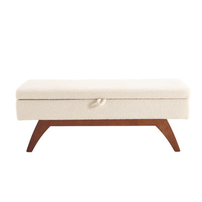 COOLMORE Teddy wool fabric, solid wood feet for solid weighing, and bed end stool with storage function-海智集-Default-