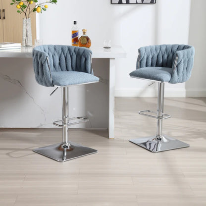 COOLMORE Vintage Bar Stools with Back and Footrest Counter Height Dining Chairs 2PC/SET-海智集-Default-