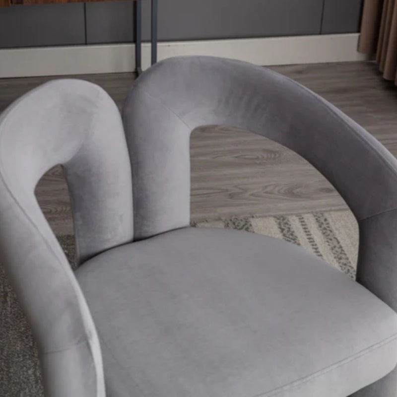 Contemporary Designed Velvet Fabric Upholstered Accent/Dining Chair /Barrel Side Chairs Kitchen Armchair for Living Room set of 2 (Gray Velvet)-海智集-Default-