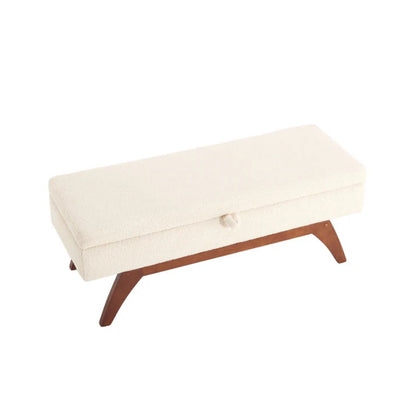 COOLMORE Teddy wool fabric, solid wood feet for solid weighing, and bed end stool with storage function-海智集-Default-