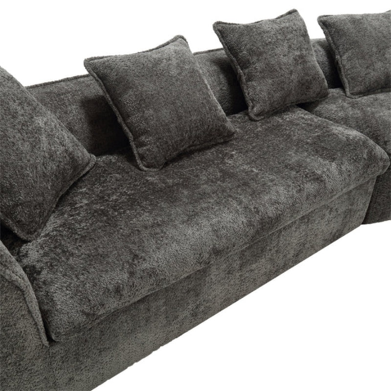 COOLMORE Boucle Sofa 3 Seater for Living Room Oversized Comfy Sofa unique double seat and corner construction for Apartment, Office Right Hand Facing (Gray)-海智集-Default-