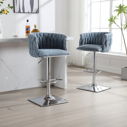 COOLMORE Vintage Bar Stools with Back and Footrest Counter Height Dining Chairs 2PC/SET-海智集-Default-