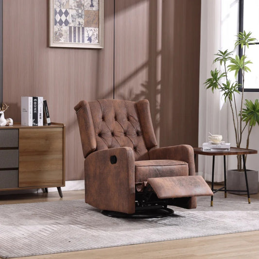 COOLMORE Rocking Recliner Chair,360 Degree Swivel Nursery Rocking Chair,Glider Chair,Modern Small Rocking Swivel Recliner Chair for Bedroom,Living Room Chair Home Theater Seat (Coffee)-海智集-Default-