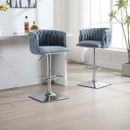 COOLMORE Vintage Bar Stools with Back and Footrest Counter Height Dining Chairs 2PC/SET-海智集-Default-