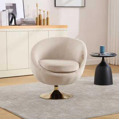 360 Degree Swivel Cuddle Barrel Accent Chairs, Round Armchairs with Wide Upholstered, Fluffy Fabric Chair for Living Room, Bedroom, Office, Waiting Rooms-海智集-Default-