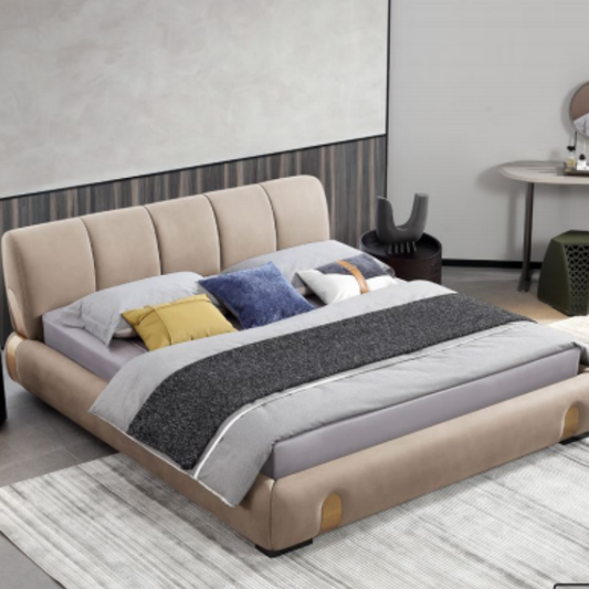 Luo LAN Series Italian Light Luxury Leather Bed 1907 # 232 * 204 * 92 (Single bed without bedside table)-海智集-