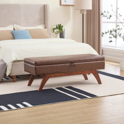 COOLMORE Teddy wool fabric, solid wood feet for solid weighing, and bed end stool with storage function-海智集-Default-