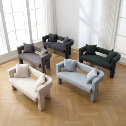 Modern Chenille Loveseat Sofa, Comfy Upholstered 2-Seater, Emerald, Small Accent Couch for Living Room or Bedroom-海智集-Default-