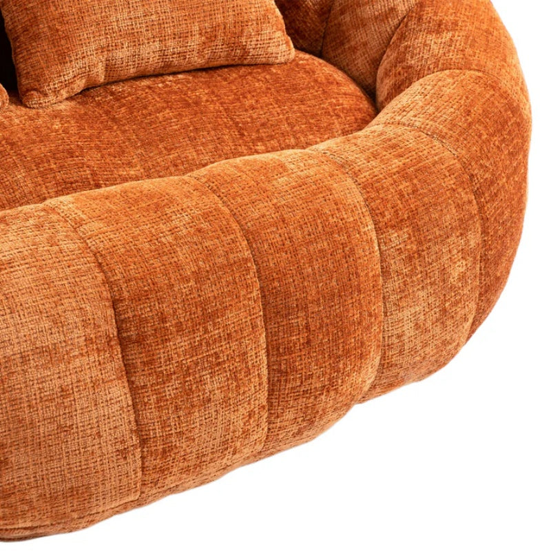 Durable Comfort High Back Bean Bag Sofa Lounger for Adults and Kids, Indoor & Outdoor, Orange Chenille-海智集-Default-
