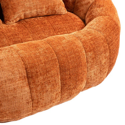 Durable Comfort High Back Bean Bag Sofa Lounger for Adults and Kids, Indoor & Outdoor, Orange Chenille-海智集-Default-