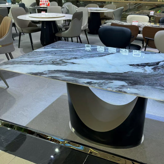 Modern minimalist marble square smooth dining table set-海智集-