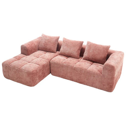 UNITED WE WIN 98.42-inch modular sectional sofa, modern modular L-shaped sofa with chaise longue, equipped with small side pockets and free of compression during installation.-海智集-Default-