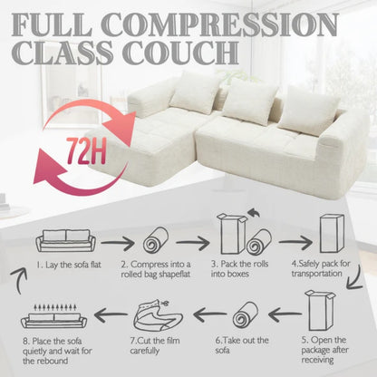 UNITED WE WIN 98.42-inch modular sectional sofa, modern modular L-shaped sofa with chaise longue, equipped with small side pockets and free of compression during installation.-海智集-Default-