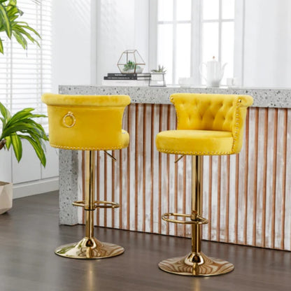 COOLMORE Swivel Bar Stools Set of 2 Adjustable Counter Height Chairs with Footrest for Kitchen, Dining Room 2PC/SET-海智集-Default-