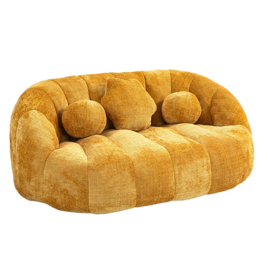 Lazy Sofa High Back Bean Bag Chair Couch Yellow Chenille for Adults & Kids Indoor Outdoor-海智集-Default-