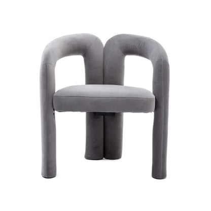 Contemporary Designed Velvet Fabric Upholstered Accent/Dining Chair /Barrel Side Chairs Kitchen Armchair for Living Room set of 2 (Gray Velvet)-海智集-Default-