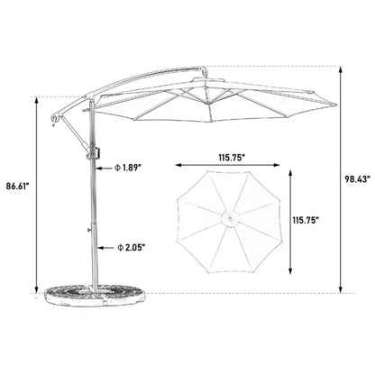 Best Choice Products 10ft Offset Hanging Market Patio Umbrella w/Easy Tilt Adjustment, Polyester Shade, 8 Ribs for Backyard, Poolside - ( khaki )(No Base)-海智集-Default-